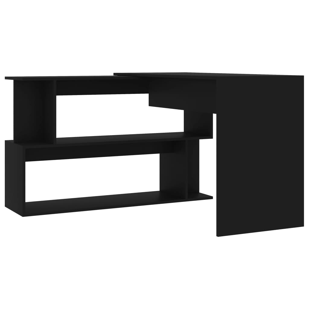vidaXL Bureau d'angle Noir 200x50x76 cm Aggloméré