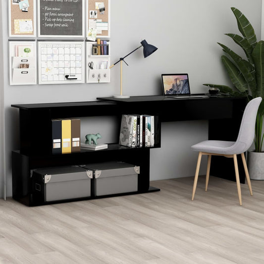 vidaXL Bureau d'angle Noir 200x50x76 cm Aggloméré