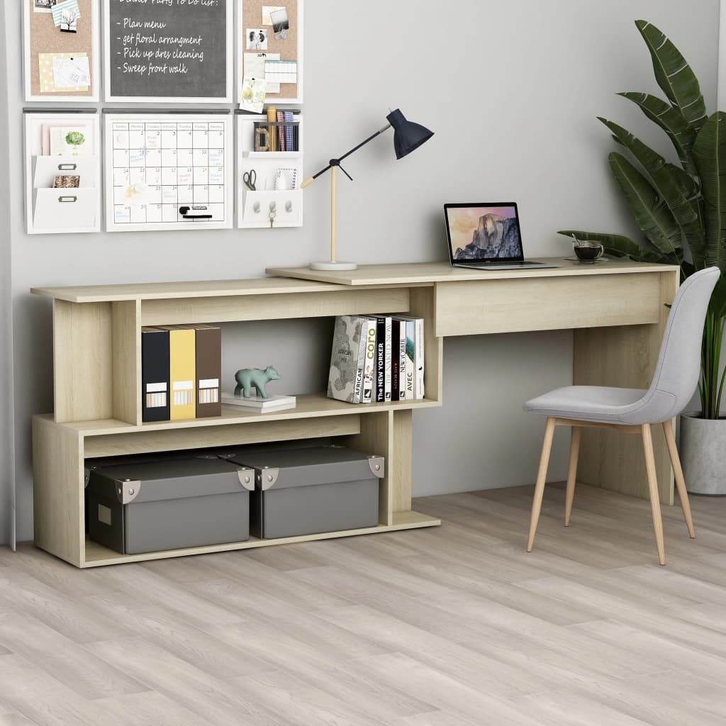 vidaXL Bureau d'angle Chêne sonoma 200x50x76 cm Aggloméré