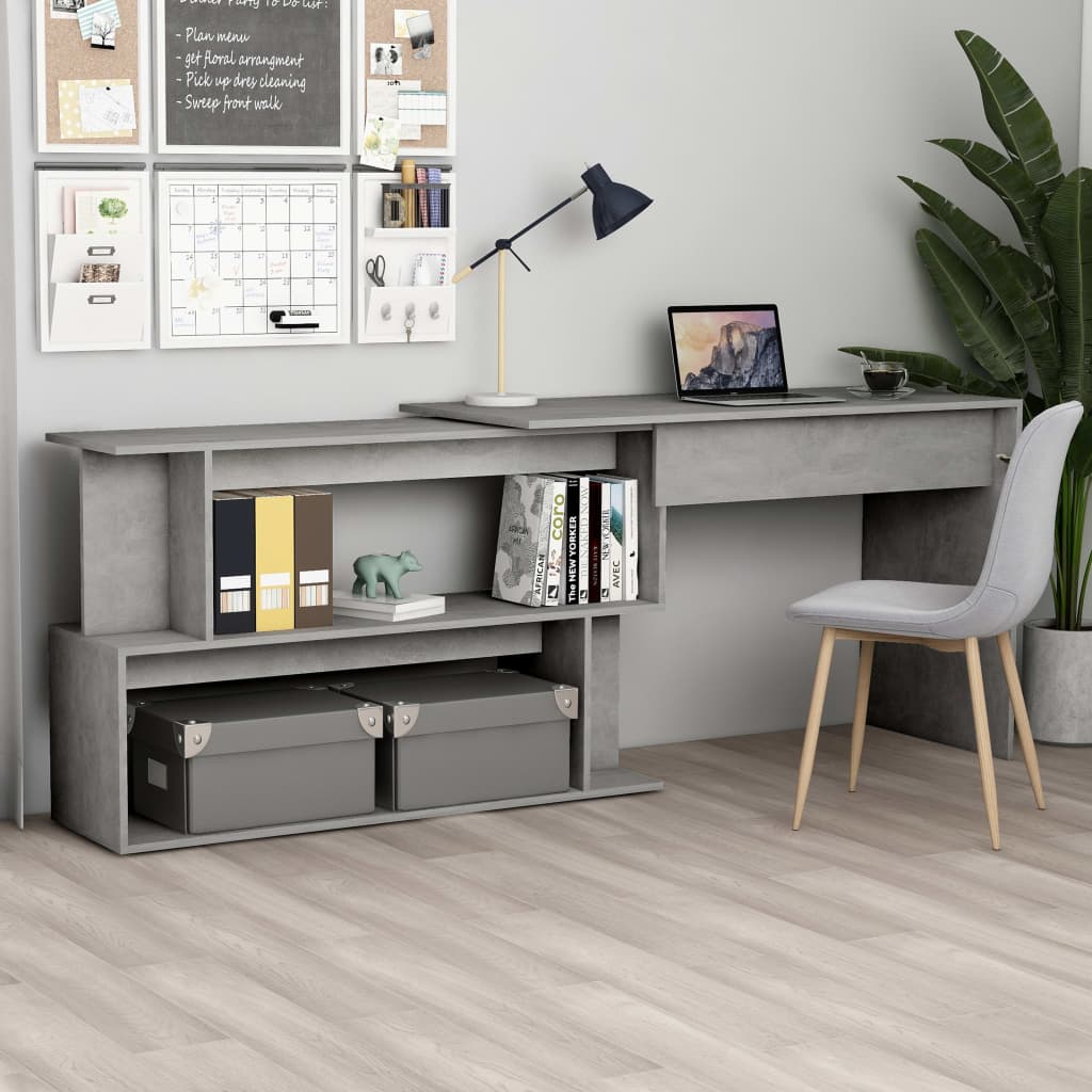 vidaXL Bureau d'angle Gris béton 200x50x76 cm Aggloméré