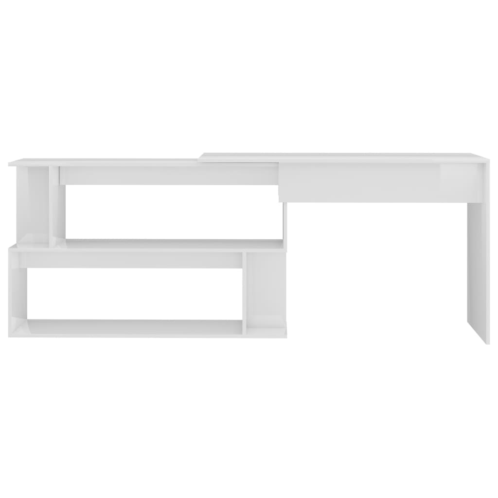 vidaXL Bureau d'angle Blanc brillant 200x50x76 cm Aggloméré