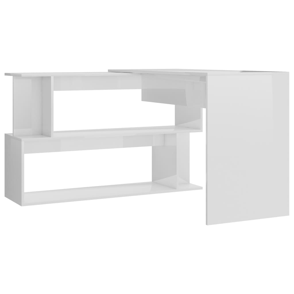 vidaXL Bureau d'angle Blanc brillant 200x50x76 cm Aggloméré