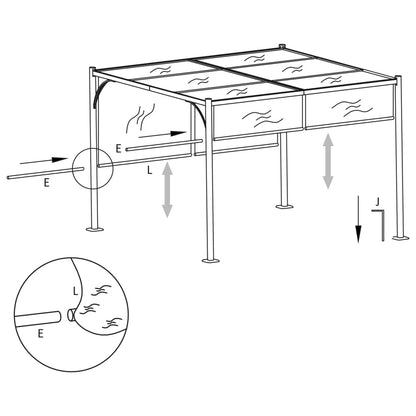 vidaXL Pergola de jardin avec toit rétractable 3x3 m Anthracite
