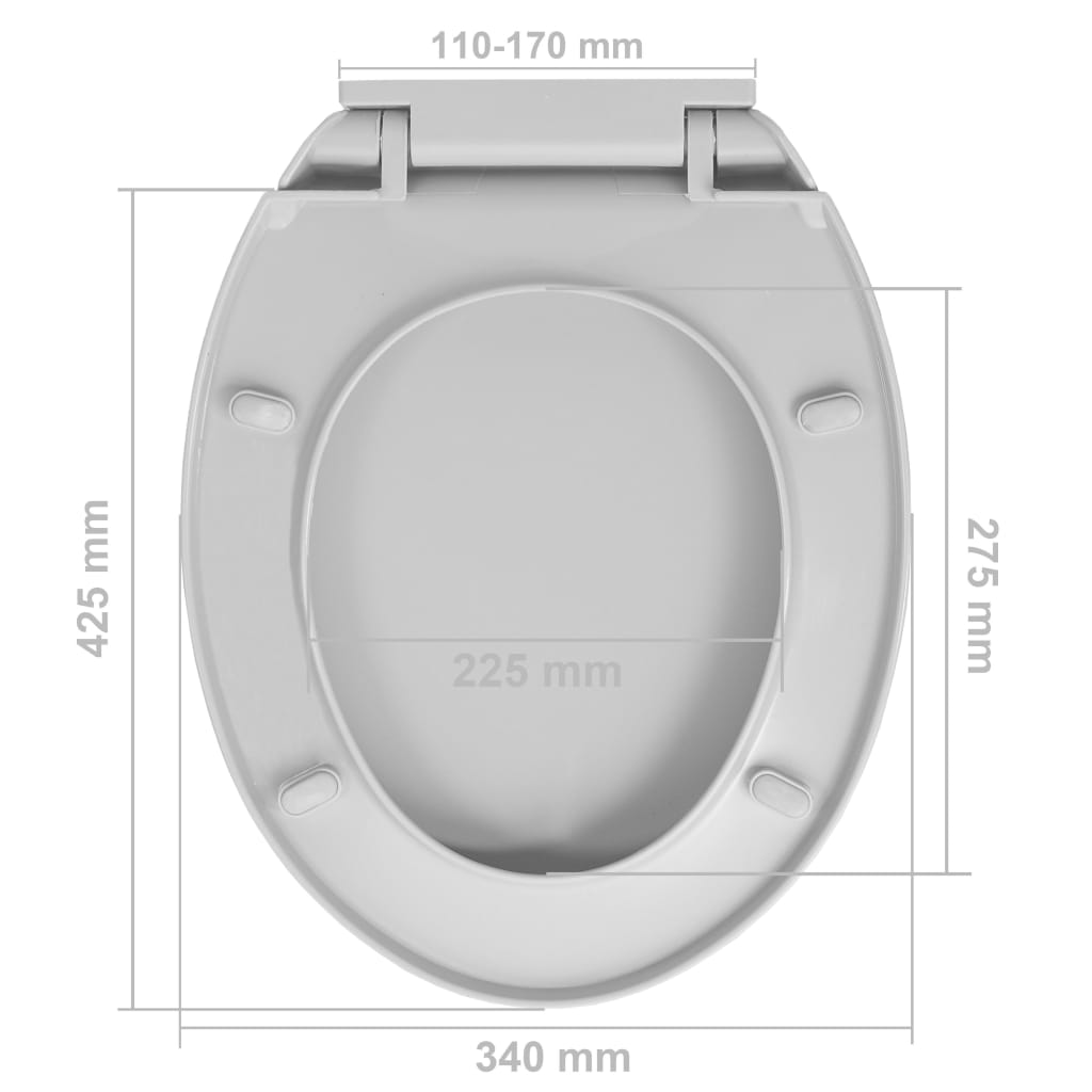 vidaXL Siège de toilette à fermeture en douceur Gris clair Ovale
