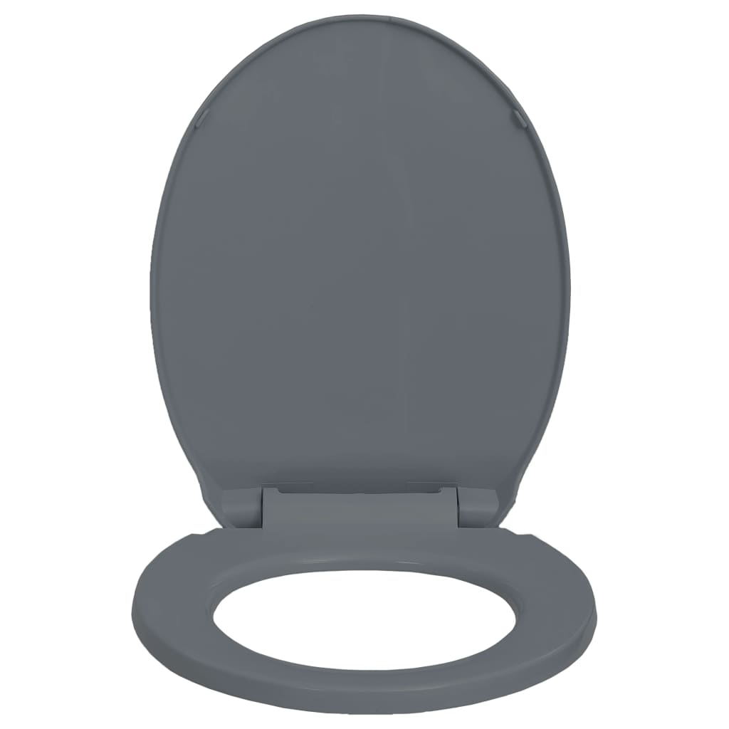 vidaXL Siège de toilette à fermeture en douceur Gris Ovale
