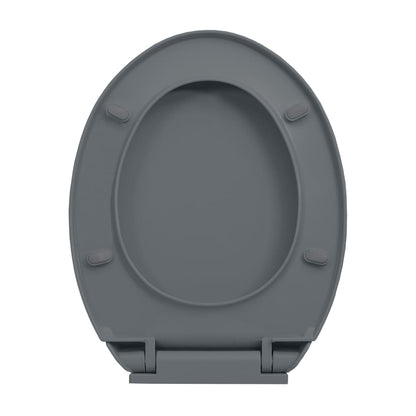 vidaXL Siège de toilette à fermeture en douceur Gris Ovale