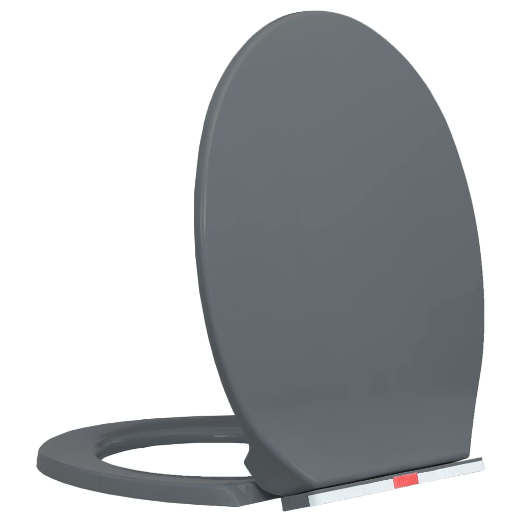 vidaXL Siège de toilette à fermeture en douceur Gris Ovale
