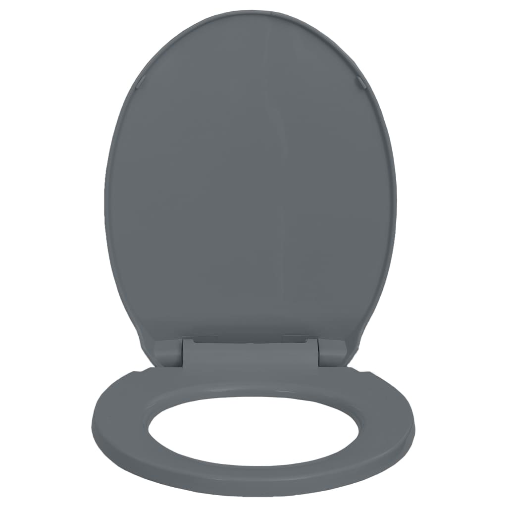 vidaXL Siège de toilette à fermeture en douceur Gris Ovale