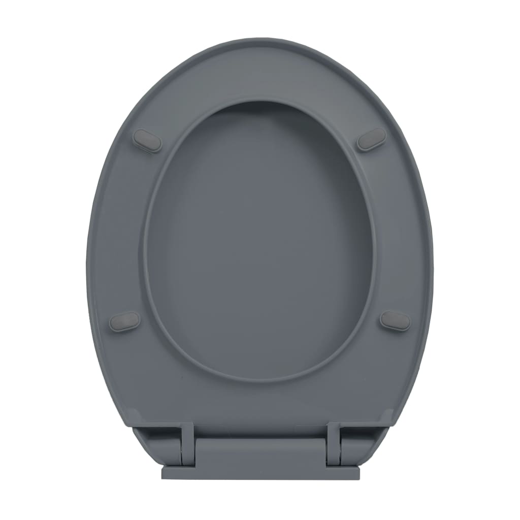 vidaXL Siège de toilette à fermeture en douceur Gris Ovale