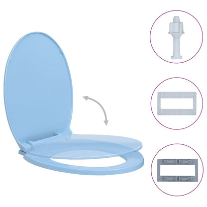 vidaXL Siège de toilette à fermeture en douceur Bleu Ovale
