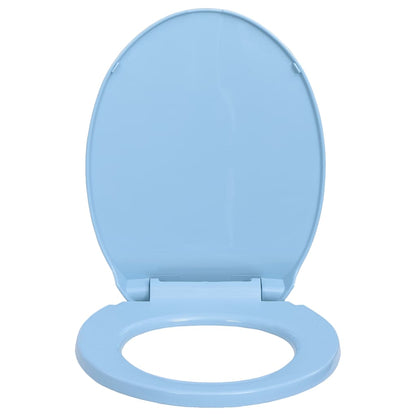 vidaXL Siège de toilette à fermeture en douceur Bleu Ovale