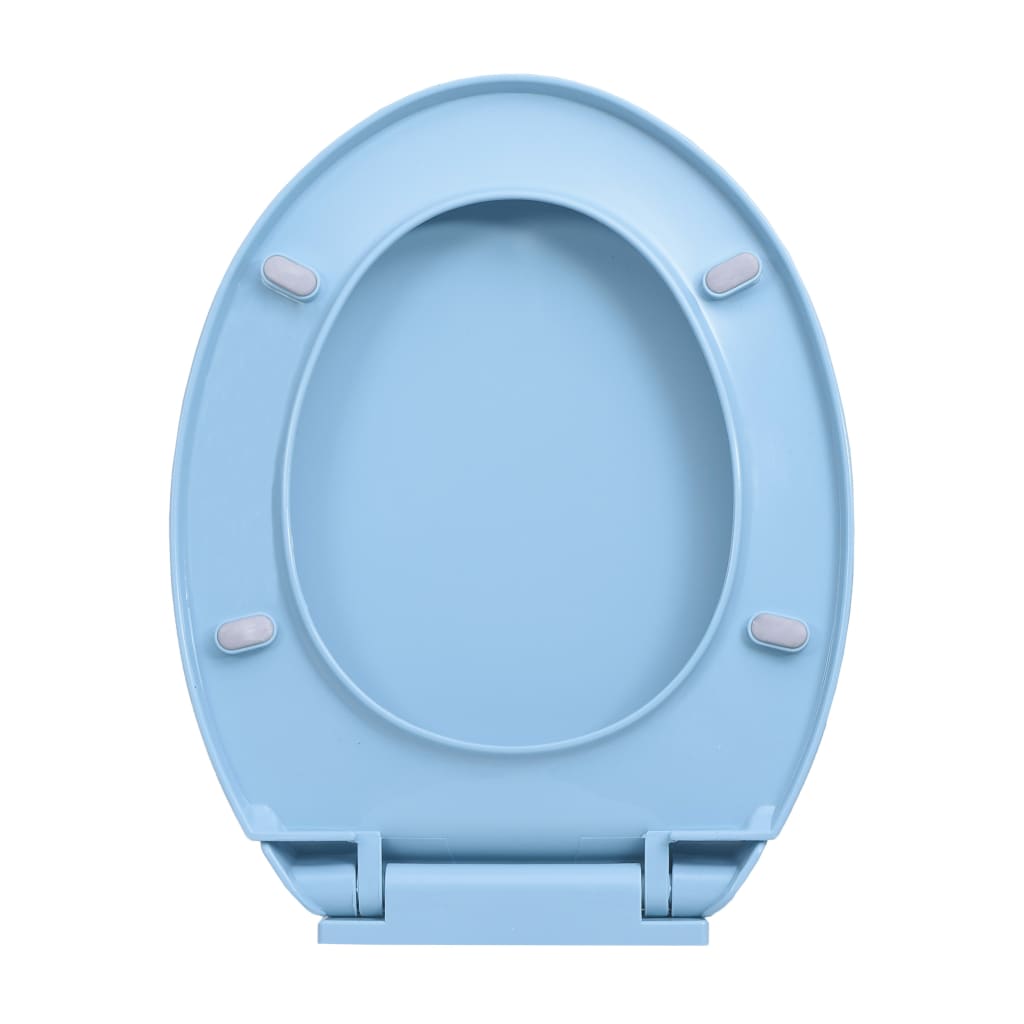 vidaXL Siège de toilette à fermeture en douceur Bleu Ovale