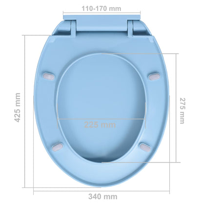 vidaXL Siège de toilette à fermeture en douceur Bleu Ovale