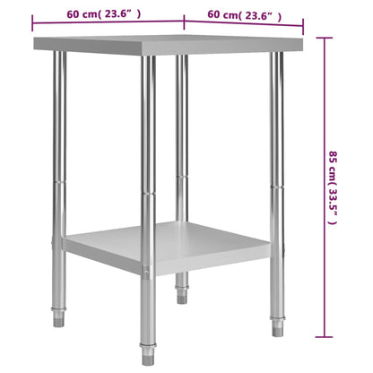 vidaXL Table de travail de cuisine 60x60x85 cm Acier inoxydable