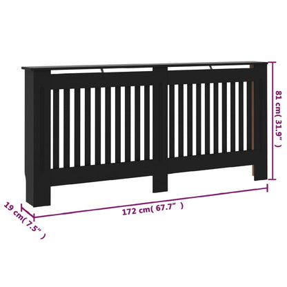 vidaXL Cache-radiateur noir 172x19x81,5 cm MDF