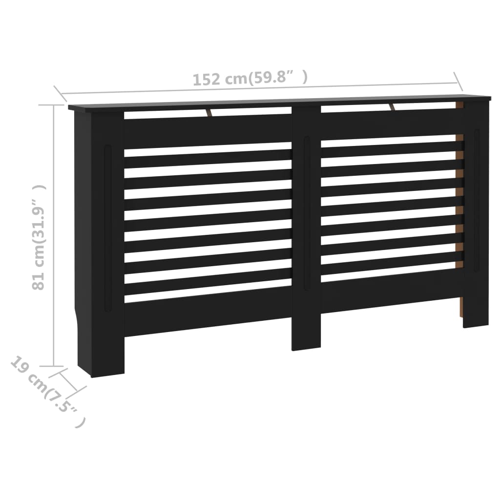 vidaXL Cache-radiateur noir 152x19x81,5 cm MDF