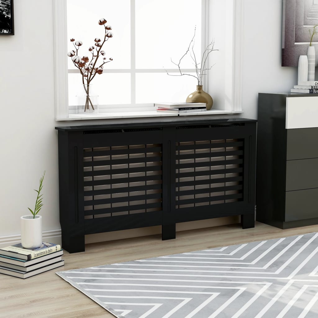 vidaXL Cache-radiateur noir 152x19x81,5 cm MDF