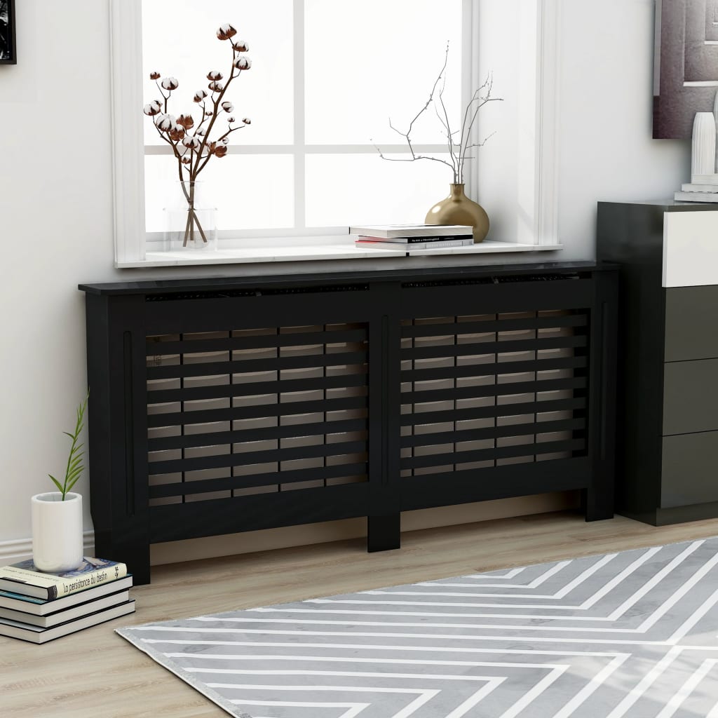 vidaXL Cache-radiateur noir 172x19x81,5 cm MDF