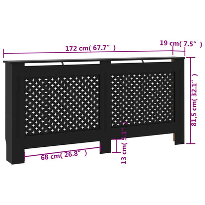 vidaXL Cache-radiateur noir 172x19x81,5 cm MDF