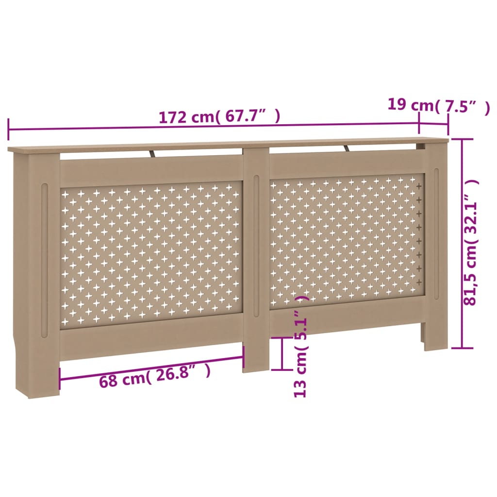 vidaXL Cache-radiateur 172x19x81,5 cm MDF