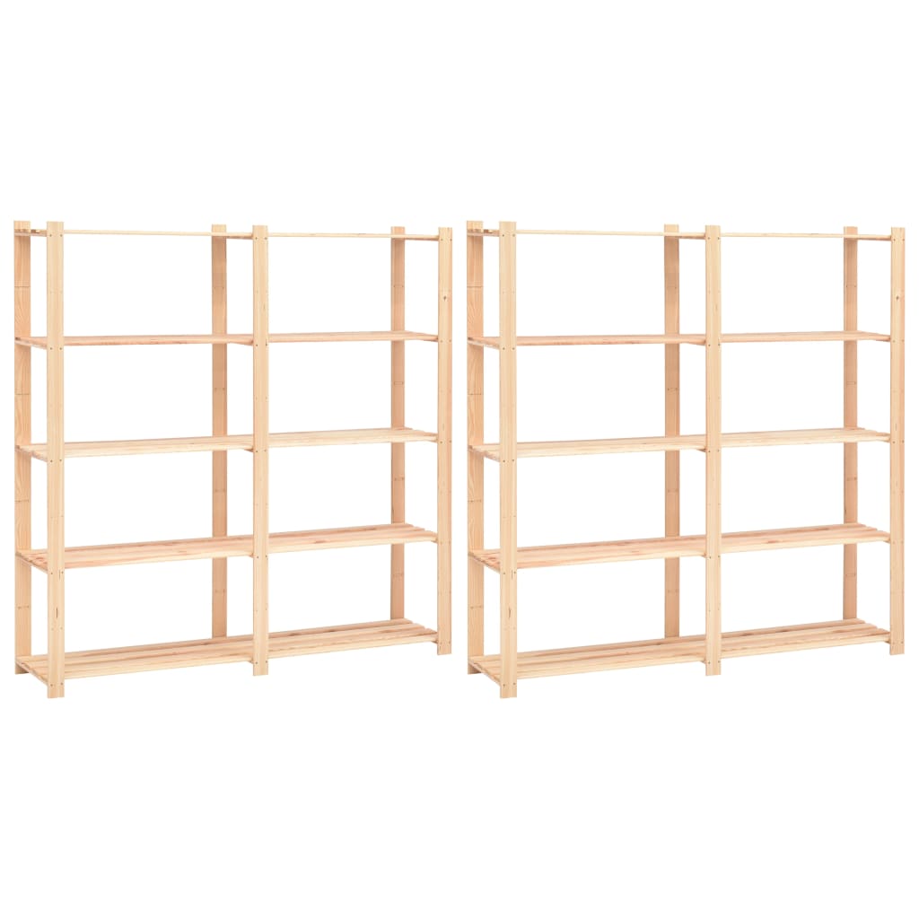 vidaXL Étagères de rangement à 5 niveaux 2pcs 170x38x170 cm Pin 500 kg