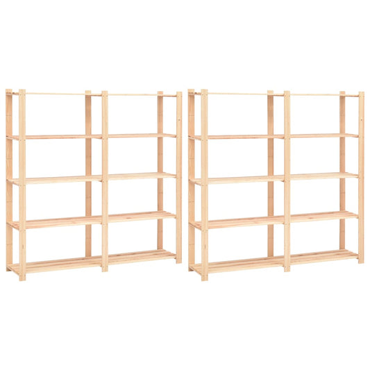 vidaXL Étagères de rangement à 5 niveaux 2pcs 170x38x170 cm Pin 500 kg
