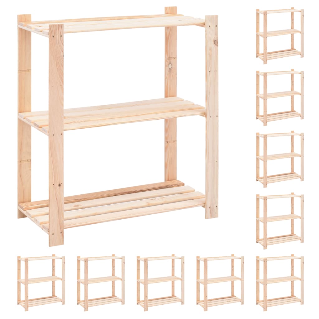 vidaXL Étagères de rangement à 3 niveaux 10 pcs 80x38x90 cm Pin 150 kg