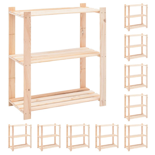 vidaXL Étagères de rangement à 3 niveaux 10 pcs 80x38x90 cm Pin 150 kg