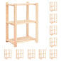 vidaXL Étagères de rangement à 3 niveaux 10 pcs 60x38x90 cm Pin 150 kg