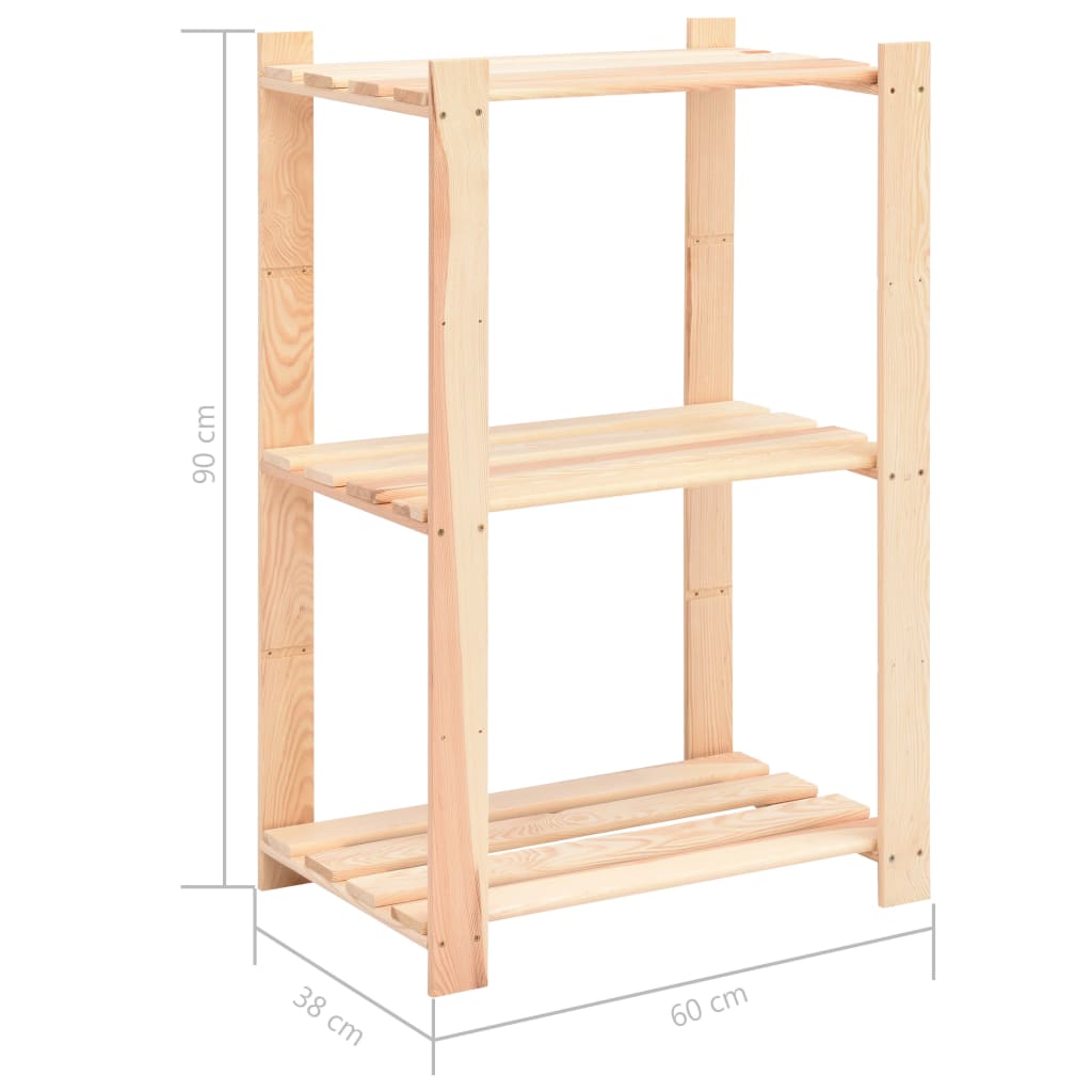 vidaXL Étagères de rangement à 3 niveaux 10 pcs 60x38x90 cm Pin 150 kg