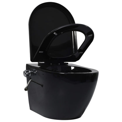 vidaXL Toilette murale sans bord à fonction de bidet Céramique Noir