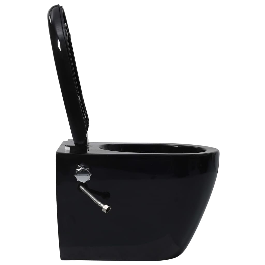 vidaXL Toilette murale sans bord à fonction de bidet Céramique Noir
