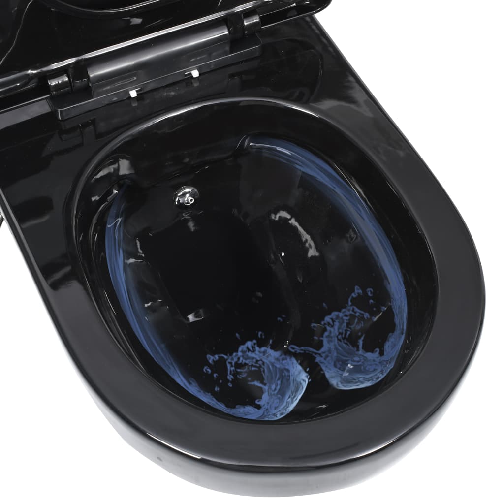 vidaXL Toilette murale sans bord à fonction de bidet Céramique Noir