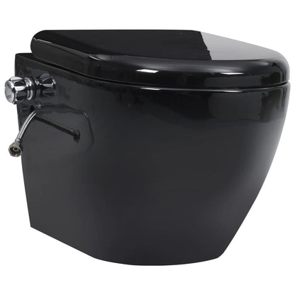 vidaXL Toilette murale sans bord à fonction de bidet Céramique Noir