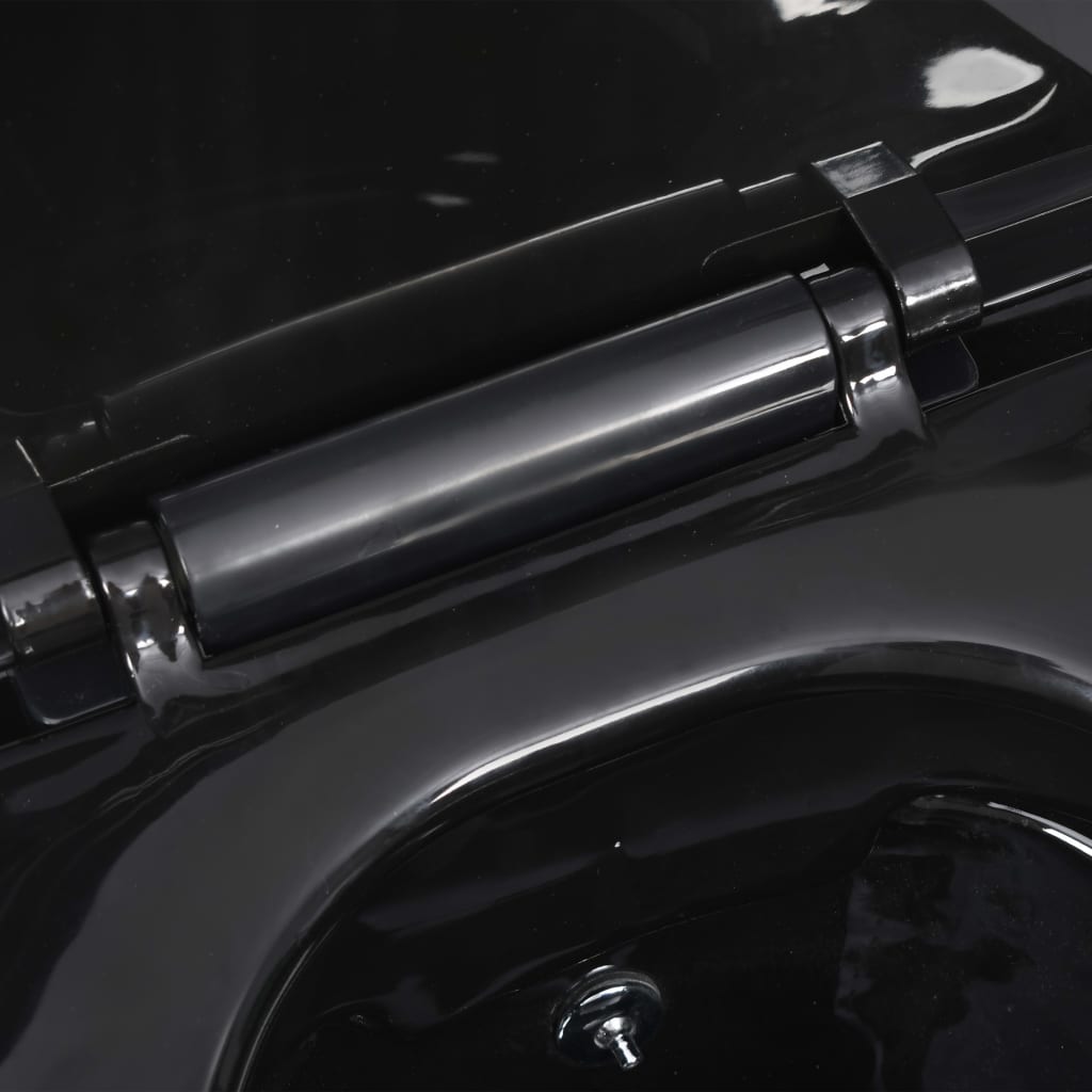 vidaXL Toilette murale sans bord à fonction de bidet Céramique Noir