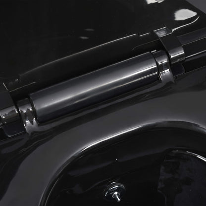 vidaXL Toilette murale sans bord à fonction de bidet Céramique Noir