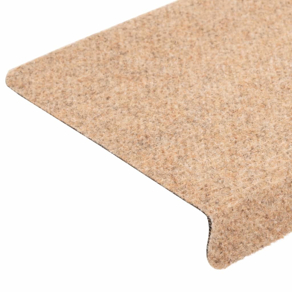 vidaXL Tapis d'escalier 15 pcs Tissu aiguilleté 65x21x4 cm Marron