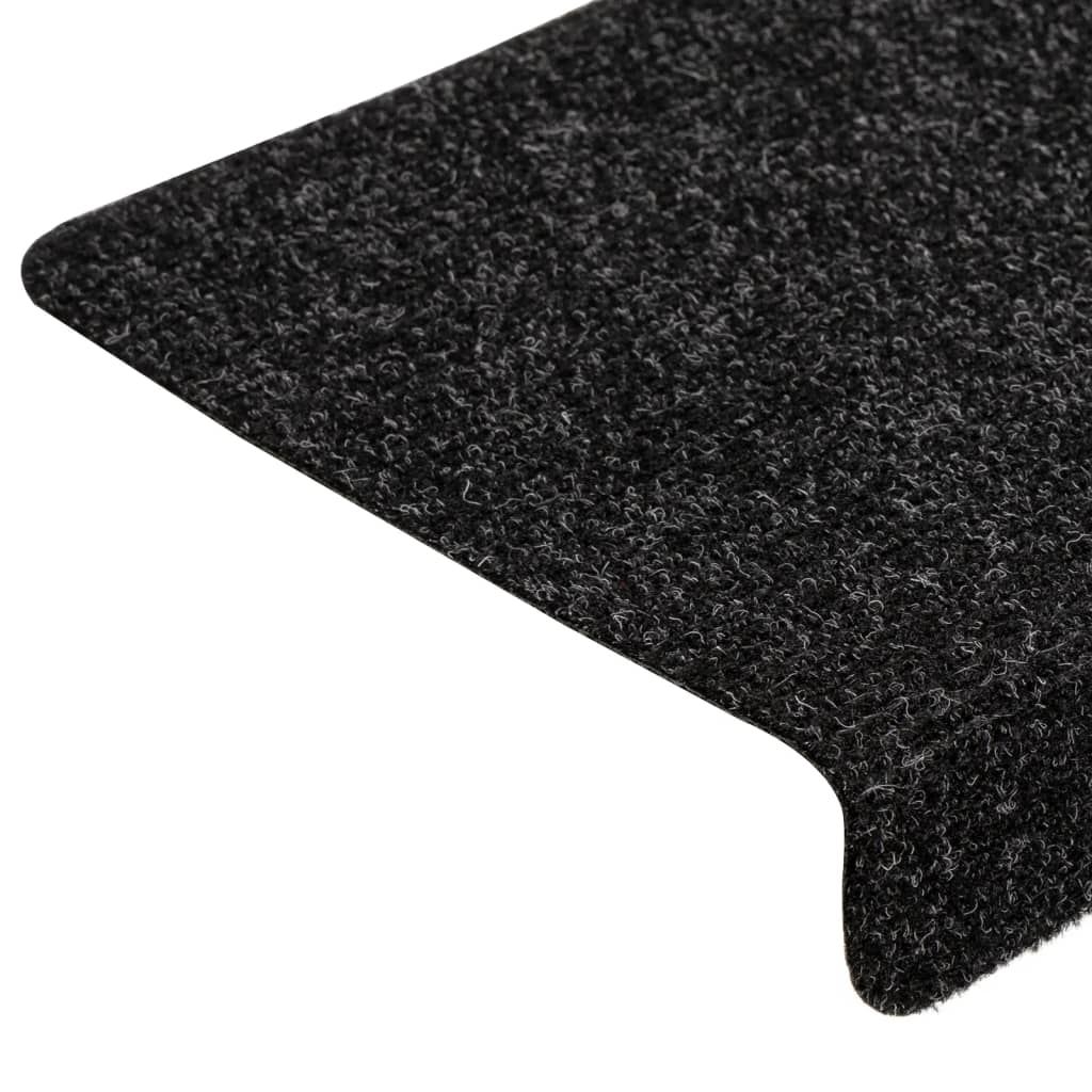vidaXL Tapis d'escalier 15 pcs Tissu aiguilleté 65x21x4 cm Noir