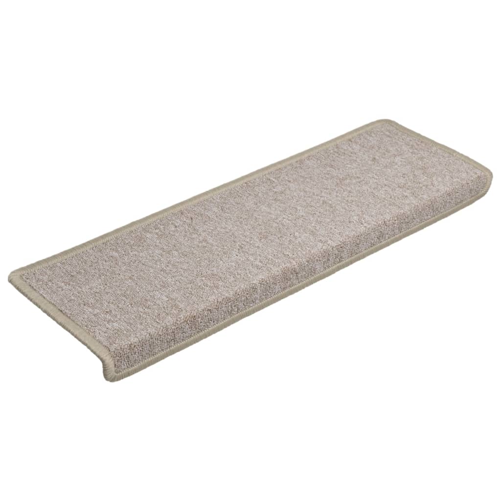 vidaXL Tapis d'escalier 15 pcs 65x21x4 cm Taupe