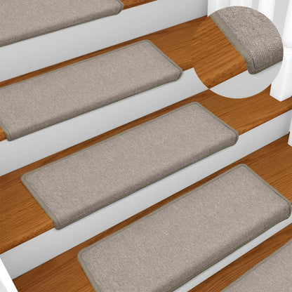 vidaXL Tapis d'escalier 15 pcs 65x21x4 cm Taupe