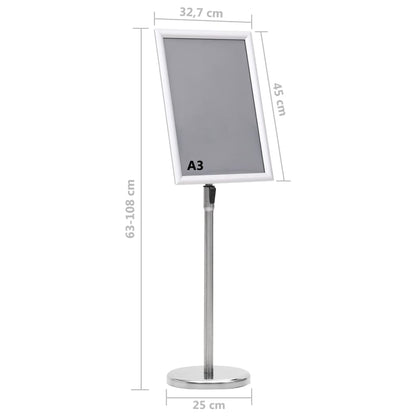 vidaXL Support d'affiche A3 sur pied Argenté Alliage d'aluminium