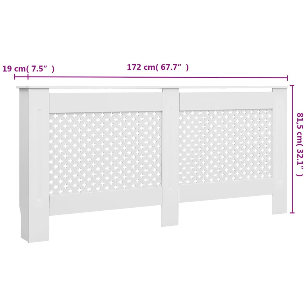 vidaXL Cache-radiateurs 2 pcs Blanc 172x19x81,5 cm MDF