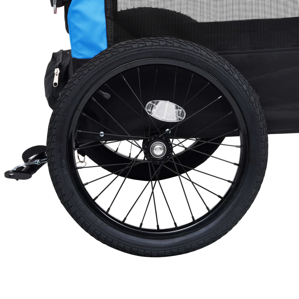 vidaXL Remorque de vélo pour chiens et poussette 2-en-1 bleu et noir