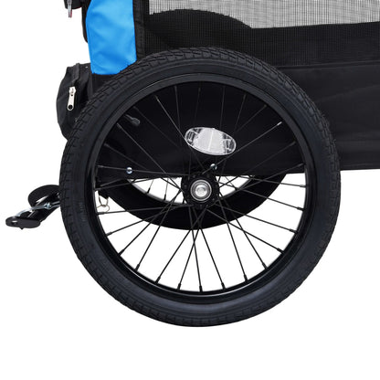 vidaXL Remorque de vélo pour chiens et poussette 2-en-1 bleu et noir