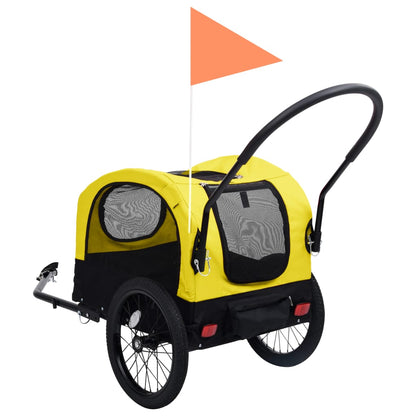 vidaXL Remorque de vélo pour chiens et poussette 2-en-1 jaune et noir