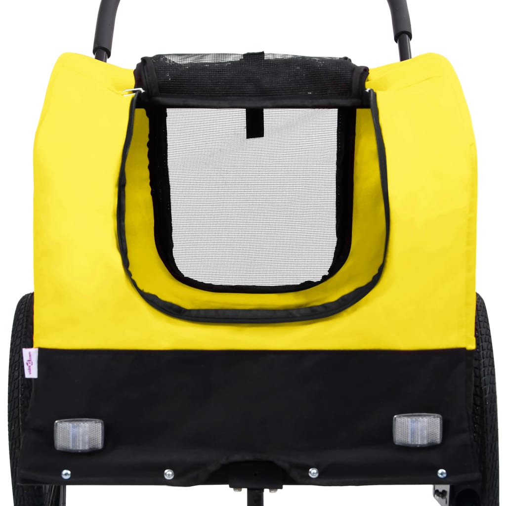 vidaXL Remorque de vélo pour chiens et poussette 2-en-1 jaune et noir