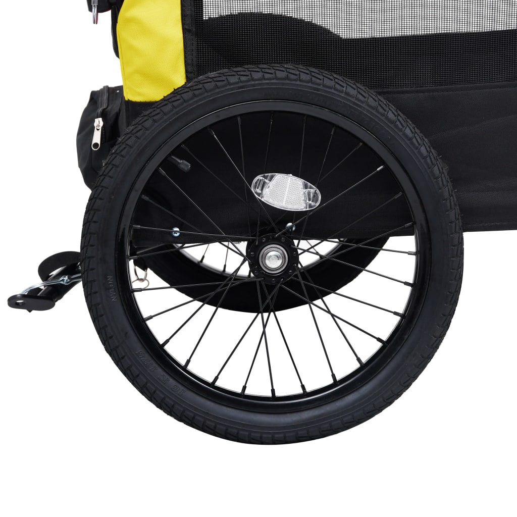 vidaXL Remorque de vélo pour chiens et poussette 2-en-1 jaune et noir
