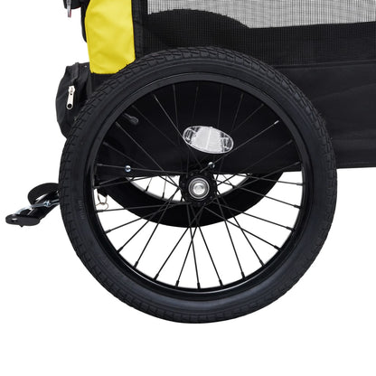 vidaXL Remorque de vélo pour chiens et poussette 2-en-1 jaune et noir