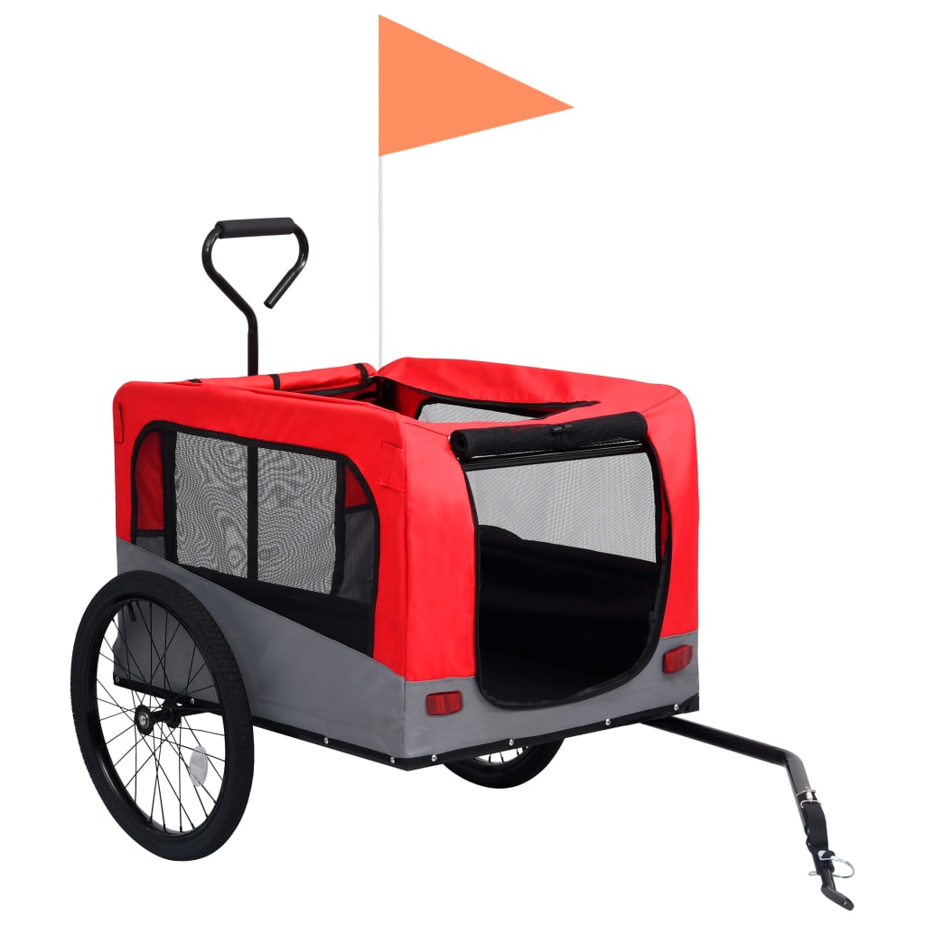 vidaXL Remorque de vélo pour chiens et poussette 2-en-1 rouge et gris