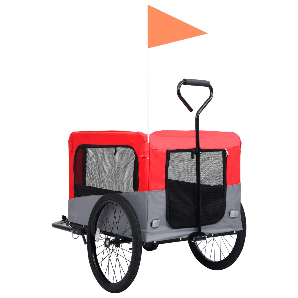 vidaXL Remorque de vélo pour chiens et poussette 2-en-1 rouge et gris